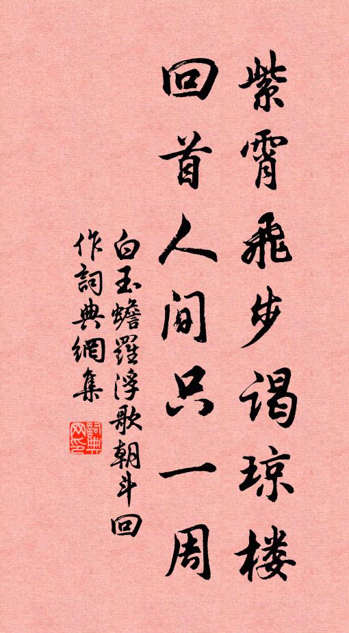 白玉蟾紫霄飞步谒琼楼,回首人间只一周书法作品欣赏