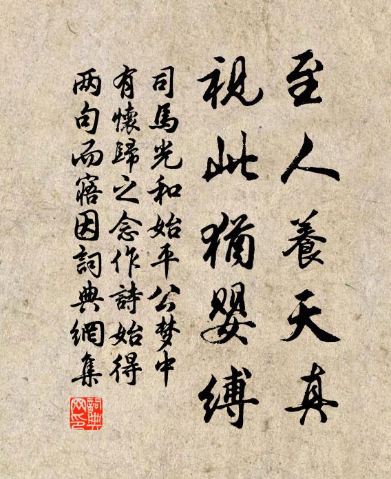 司馬光至人養(yǎng)天真，視此猶嬰縛書法作品欣賞