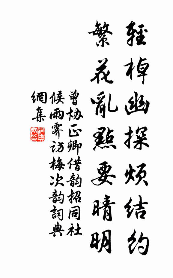 曾協(xié)輕棹幽探煩結(jié)約，繁花亂點(diǎn)要晴明書(shū)法作品欣賞