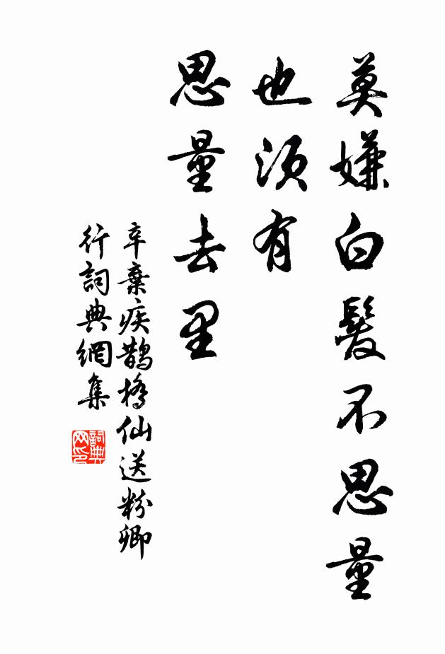 辛棄疾莫嫌白發(fā)不思量，也須有、思量去里。書法作品欣賞