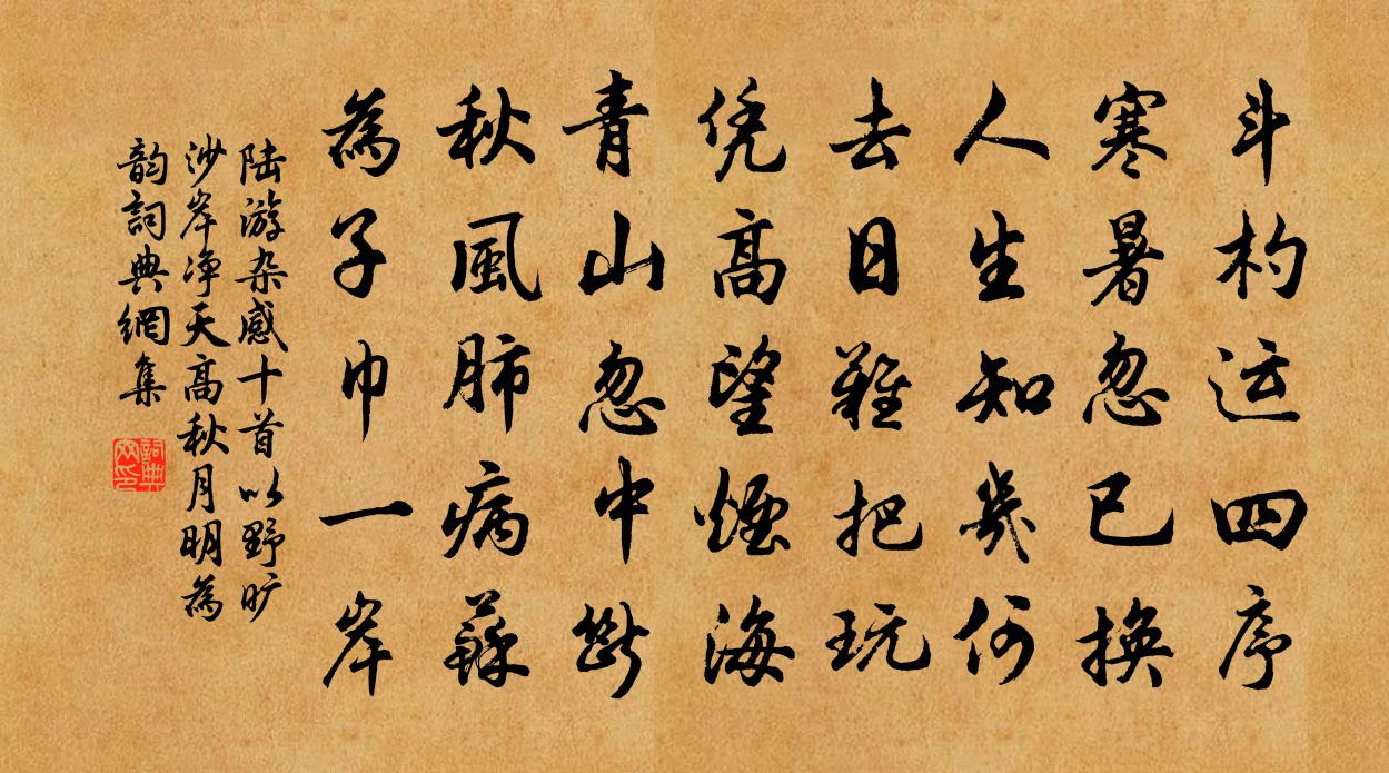 陆游杂感十首以野旷沙岸净天高秋月明为韵书法作品欣赏